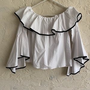 NWT Forever 21 White Off Shoulder Top Flowy Sleeve